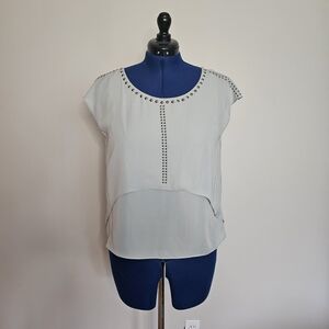 Jennifer Lopez Light Gray Studded Blouse